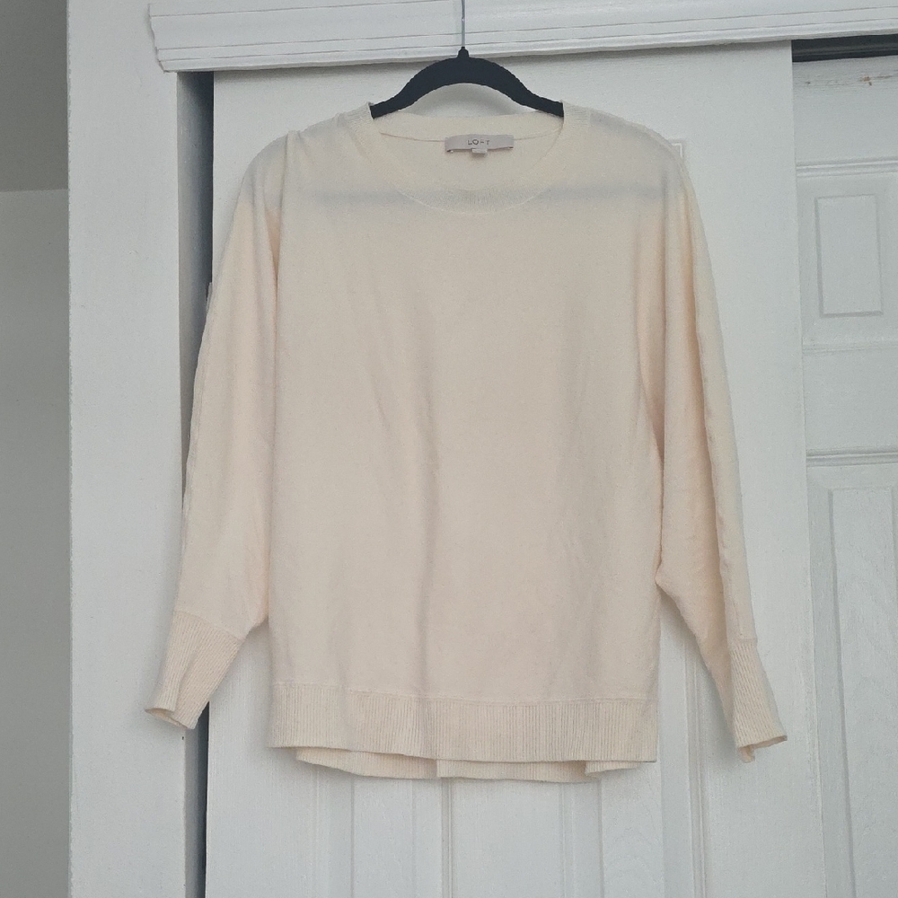 LOFT Cream Crew Neck Sweater